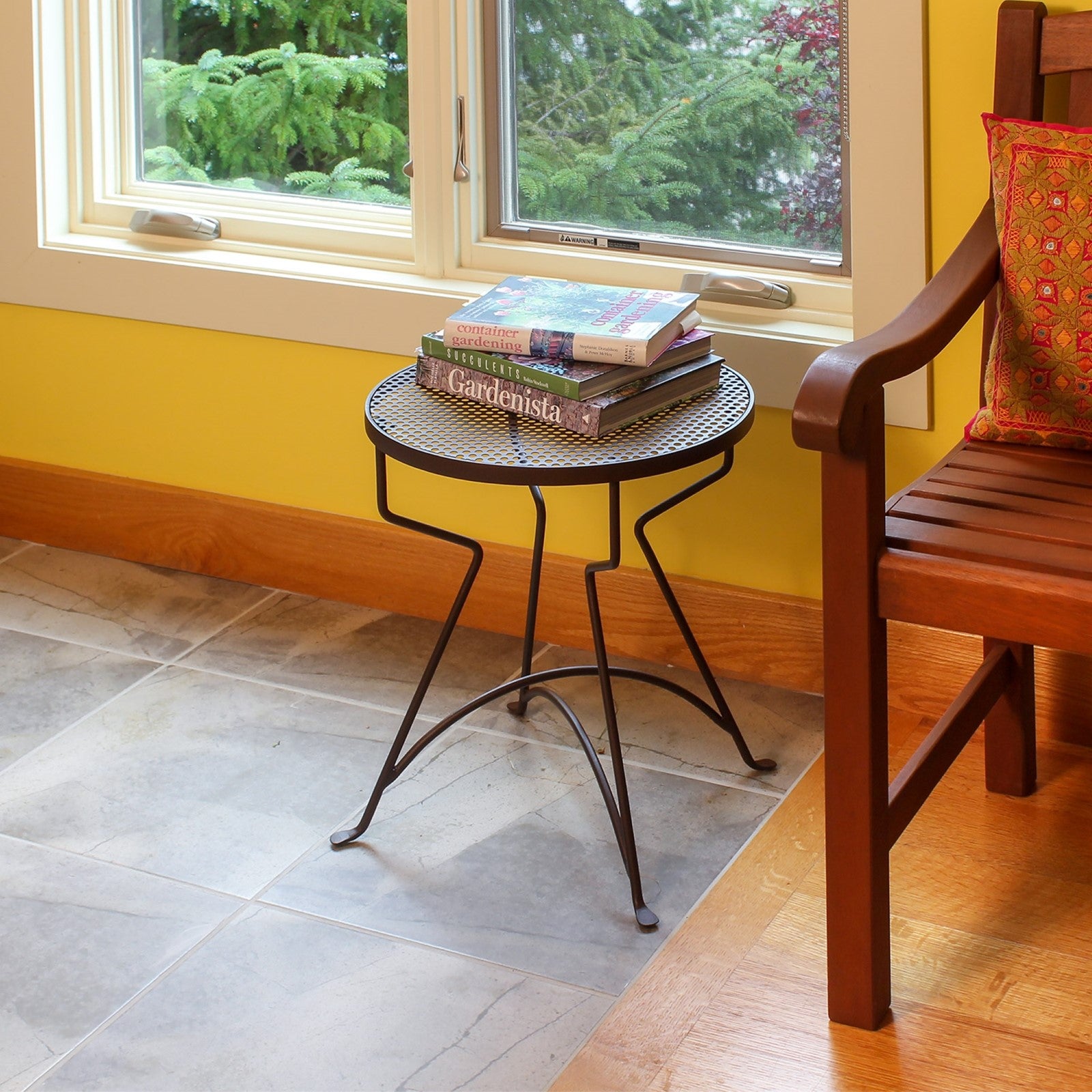 ACHLA Capri 18in Plant Stand | Roman Bronze Wrought Iron | Patio & Balcony Side Table | 16 x 16 x 18.5 in | Model FB-36