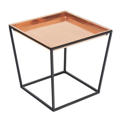 ACHLA Arne 14in Plant Stand with Copper Tray | Scandinavian Modern Wrought Iron and Copper | Living Room & Patio Accent Table | Model FB-45C