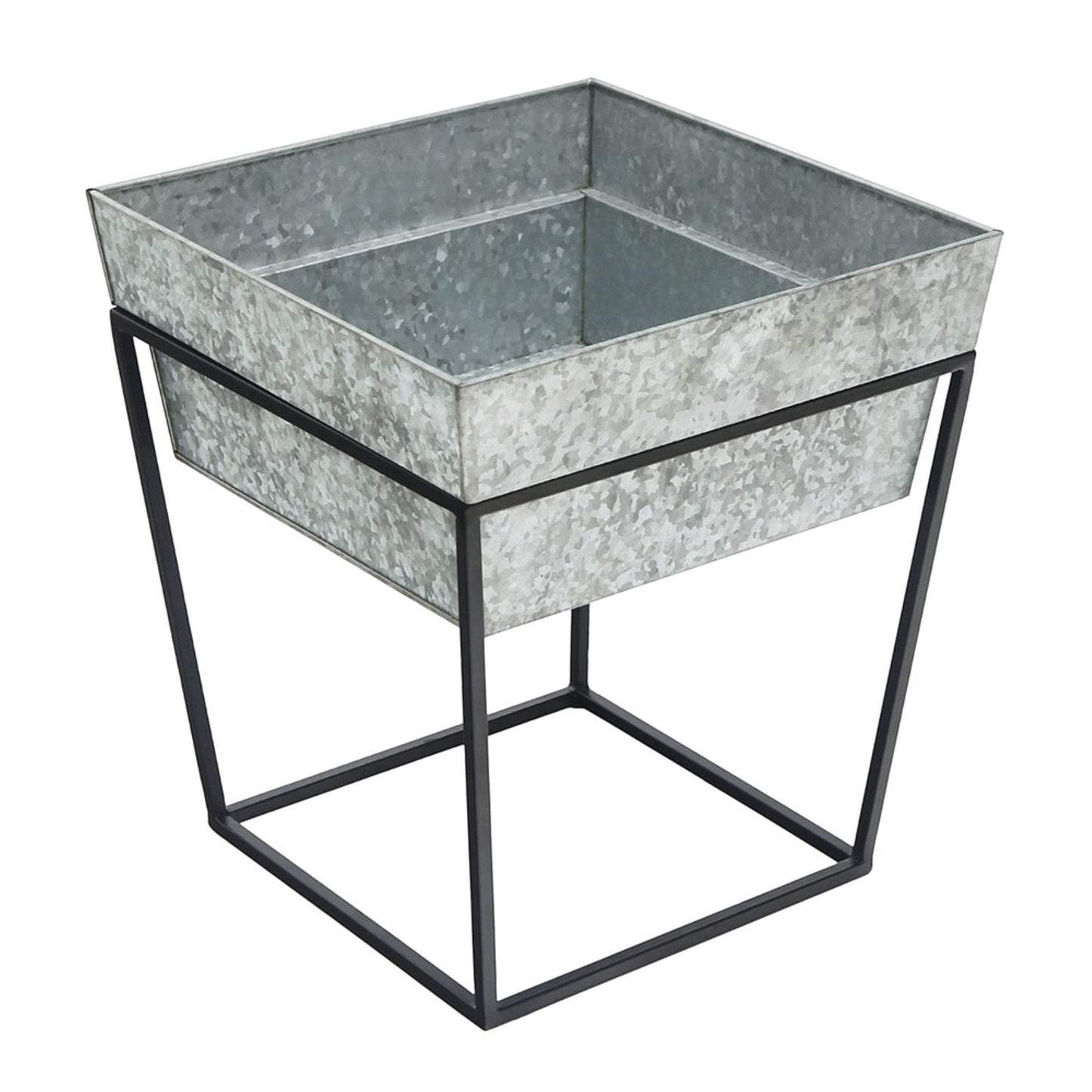 ACHLA Arne 14in Plant Stand & Side Table | Scandinavian Modern Black Wrought Iron and Galvanized Steel | Living Room & Outdoor Accent | Model FB-45G7