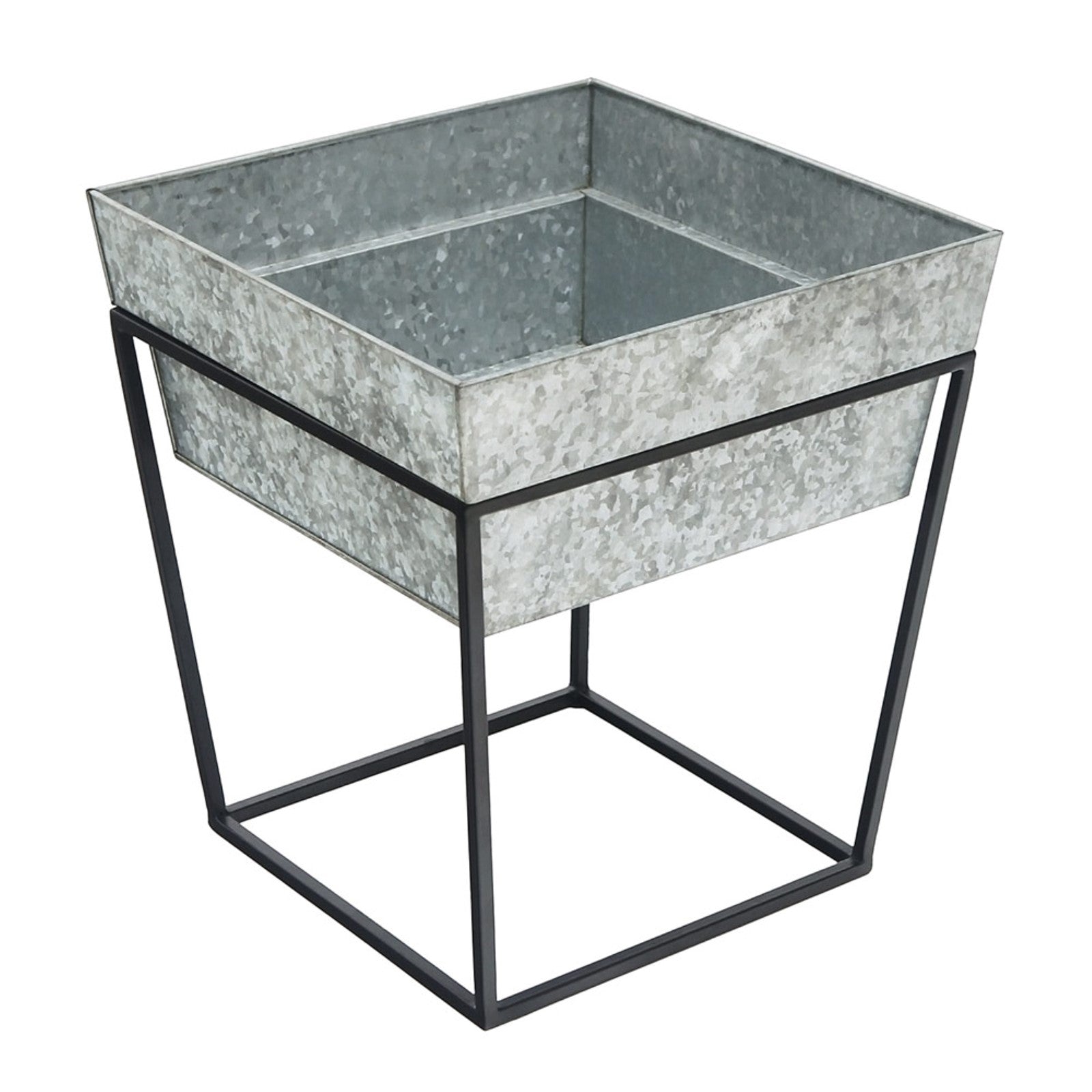 ACHLA Arne 14in Plant Stand & Side Table | Scandinavian Modern Black Wrought Iron and Galvanized Steel | Living Room & Outdoor Accent | Model FB-45G7