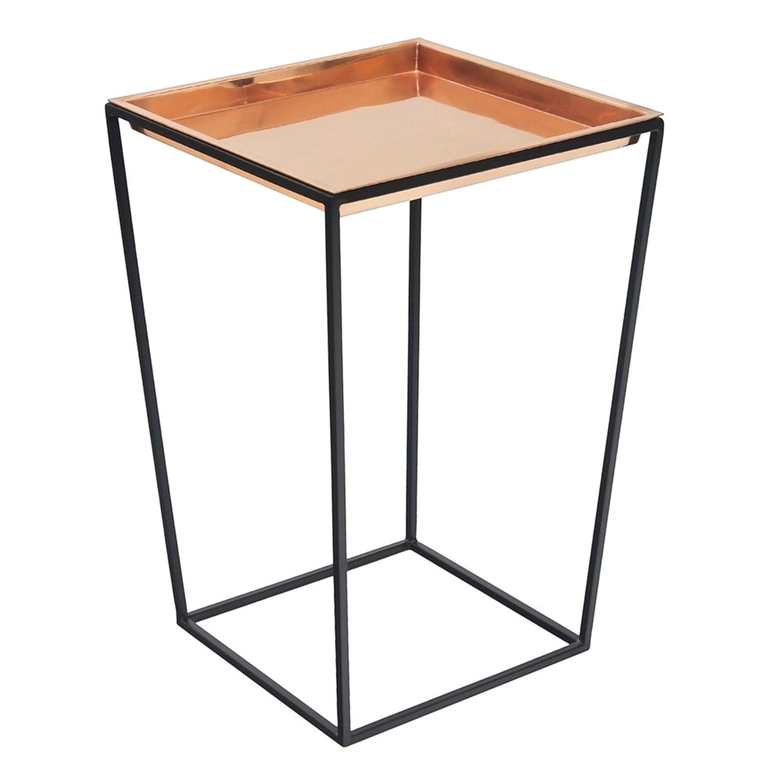 ACHLA Arne 22in Plant Stand with Copper Tray | Scandinavian Modern Black Wrought Iron | Living Room & Patio Accent Table | Model FB-46C