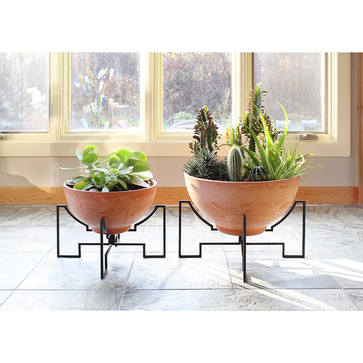 ACHLA Jane Plant Stand I 14in Square | Mid-Century Black Wrought Iron | Indoor & Outdoor Plant Stand | 14 x 14 x 10 in | Model FB-52