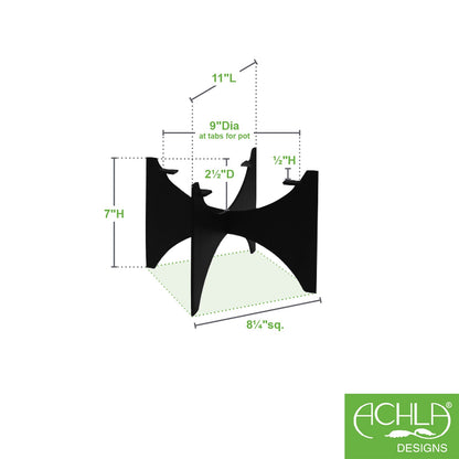 ACHLA Zaha I Plant Stand | Black Powdercoat Wrought Iron | Indoor & Outdoor Container Garden | 8 x 8 x 7 in | Model FB-54