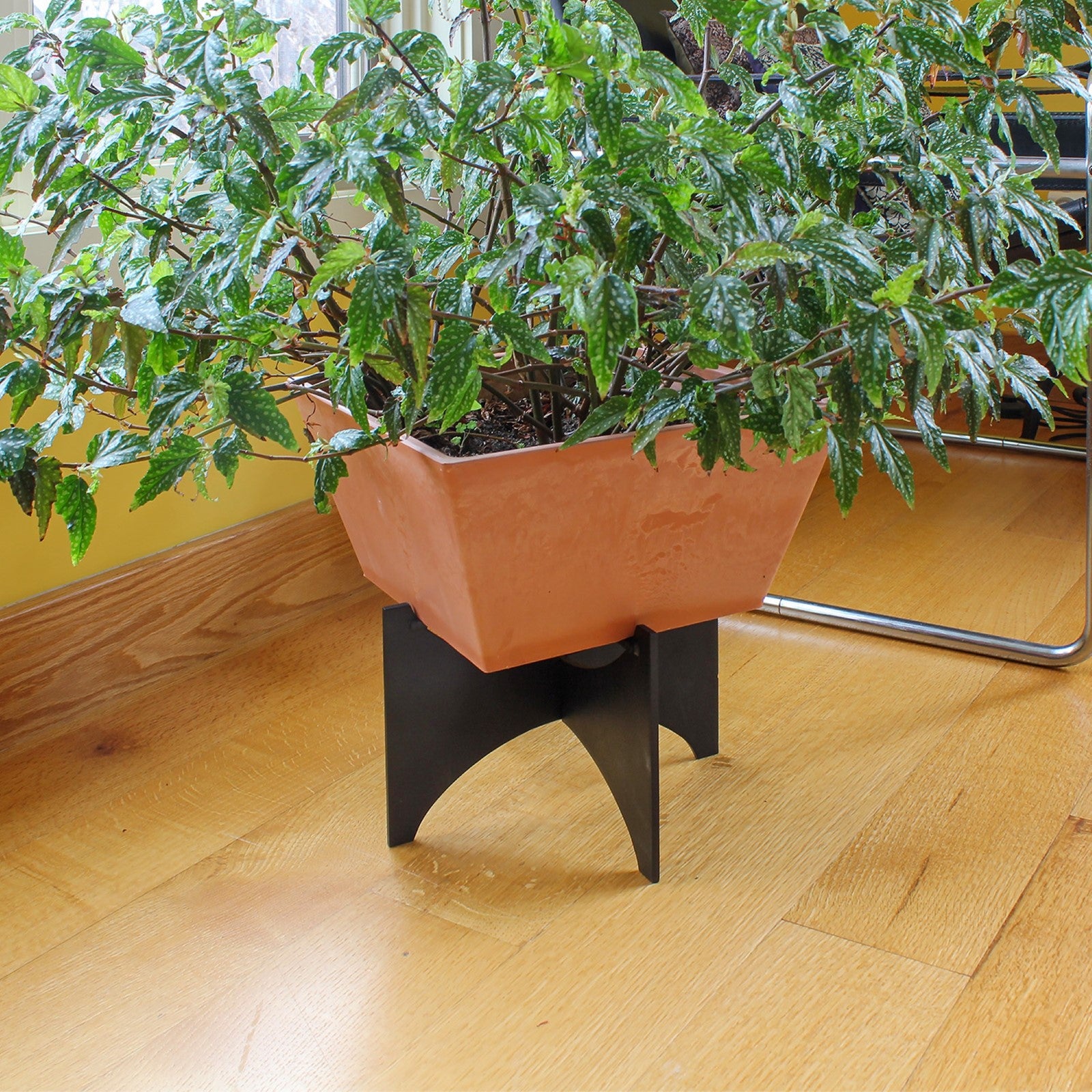 ACHLA Zaha I Plant Stand | Black Powdercoat Wrought Iron | Indoor & Outdoor Container Garden | 8 x 8 x 7 in | Model FB-54