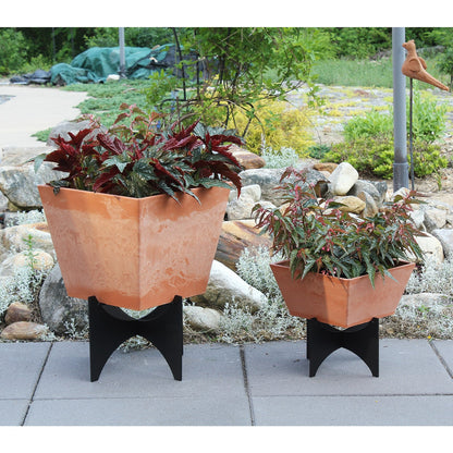 ACHLA Zaha I Plant Stand | Black Powdercoat Wrought Iron | Indoor & Outdoor Container Garden | 8 x 8 x 7 in | Model FB-54