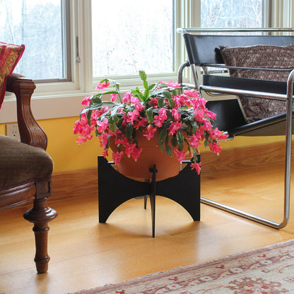 ACHLA Zaha II Plant Stand | Black Powdercoat Wrought Iron | Indoor & Outdoor Container Garden | 11 x 11 x 10 in | Model FB-55