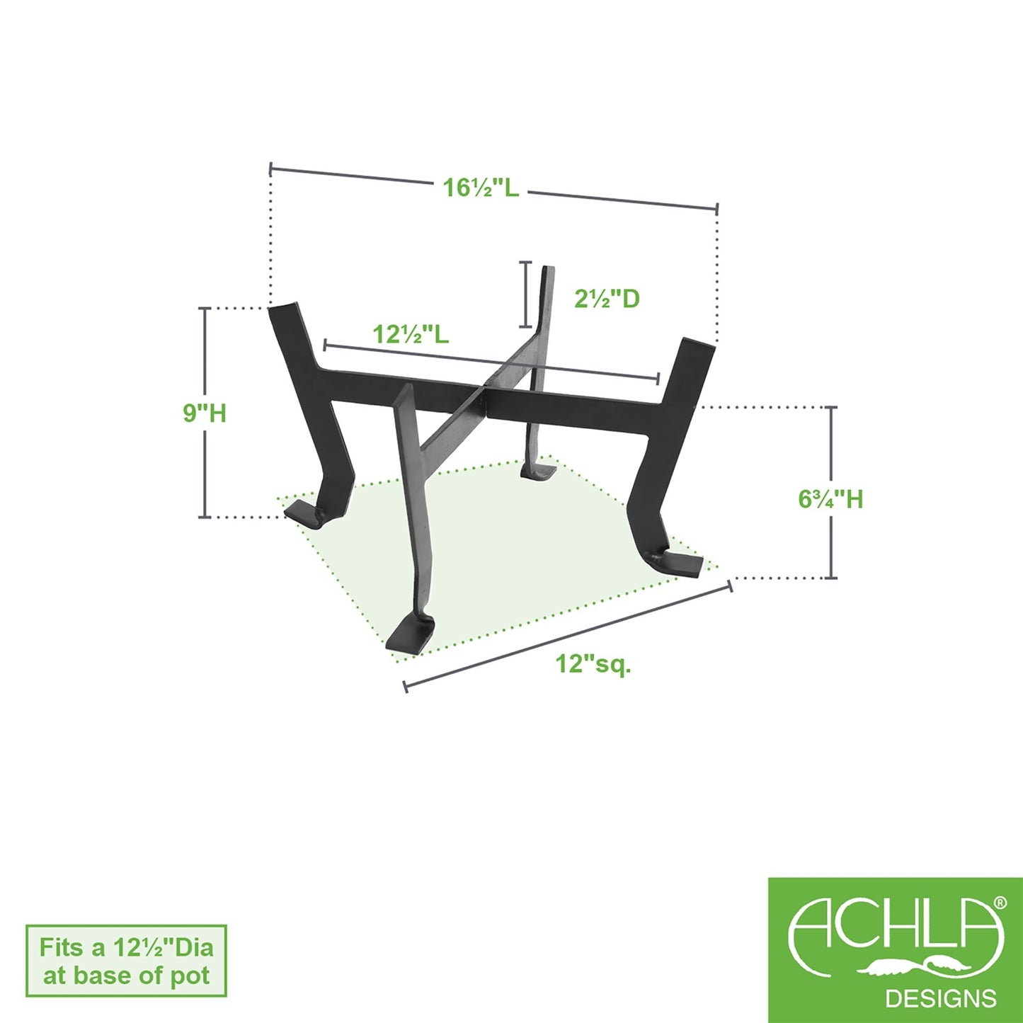 ACHLA Denise Plant Stand | Black Powdercoat Wrought Iron | Indoor & Outdoor Patio, Living Room & Sunroom | 16 x 16 x 9 in | Model FB-59
