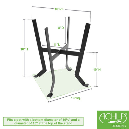 ACHLA Denise III 18in Plant Stand | Black Wrought Iron | Patio & Living Room Plant Display | 12 x 12 x 18 in | Model FB-60