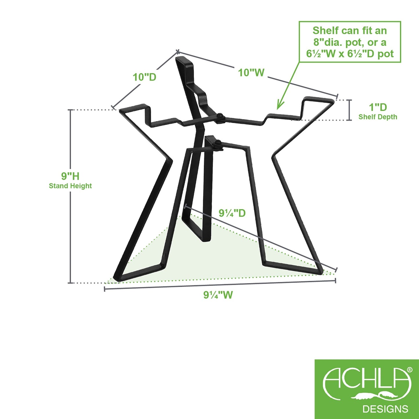 ACHLA Florence Plant Stand | Wrought Iron Black Powdercoat | Indoor & Outdoor Tabletop Planter | 9 x 10 x 15 in | Model FB-63