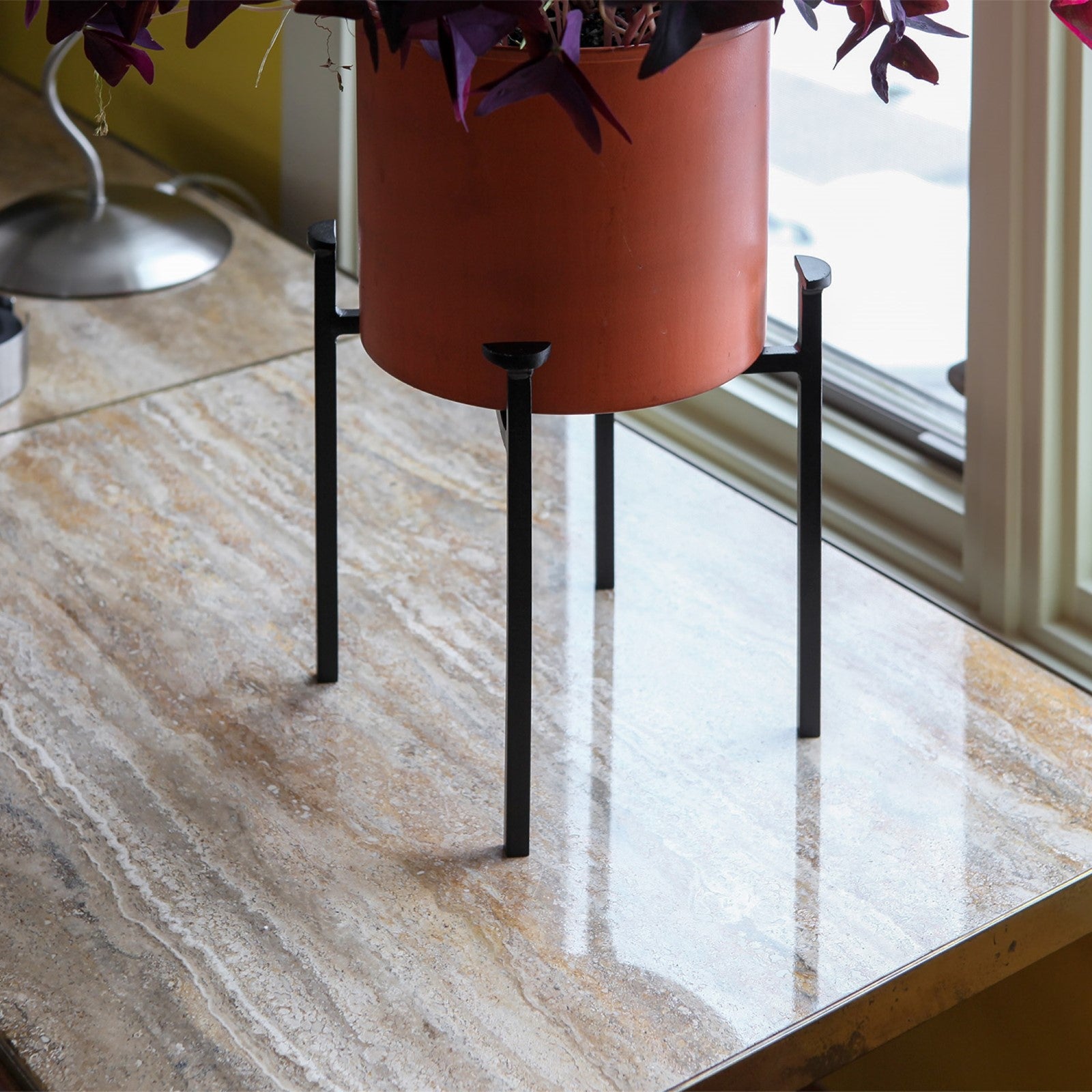ACHLA Eileen 15in Plant Stand | Black Powdercoat Wrought Iron | Indoor & Outdoor Floor Planter | 10 x 10 x 15 in | Model FB-64