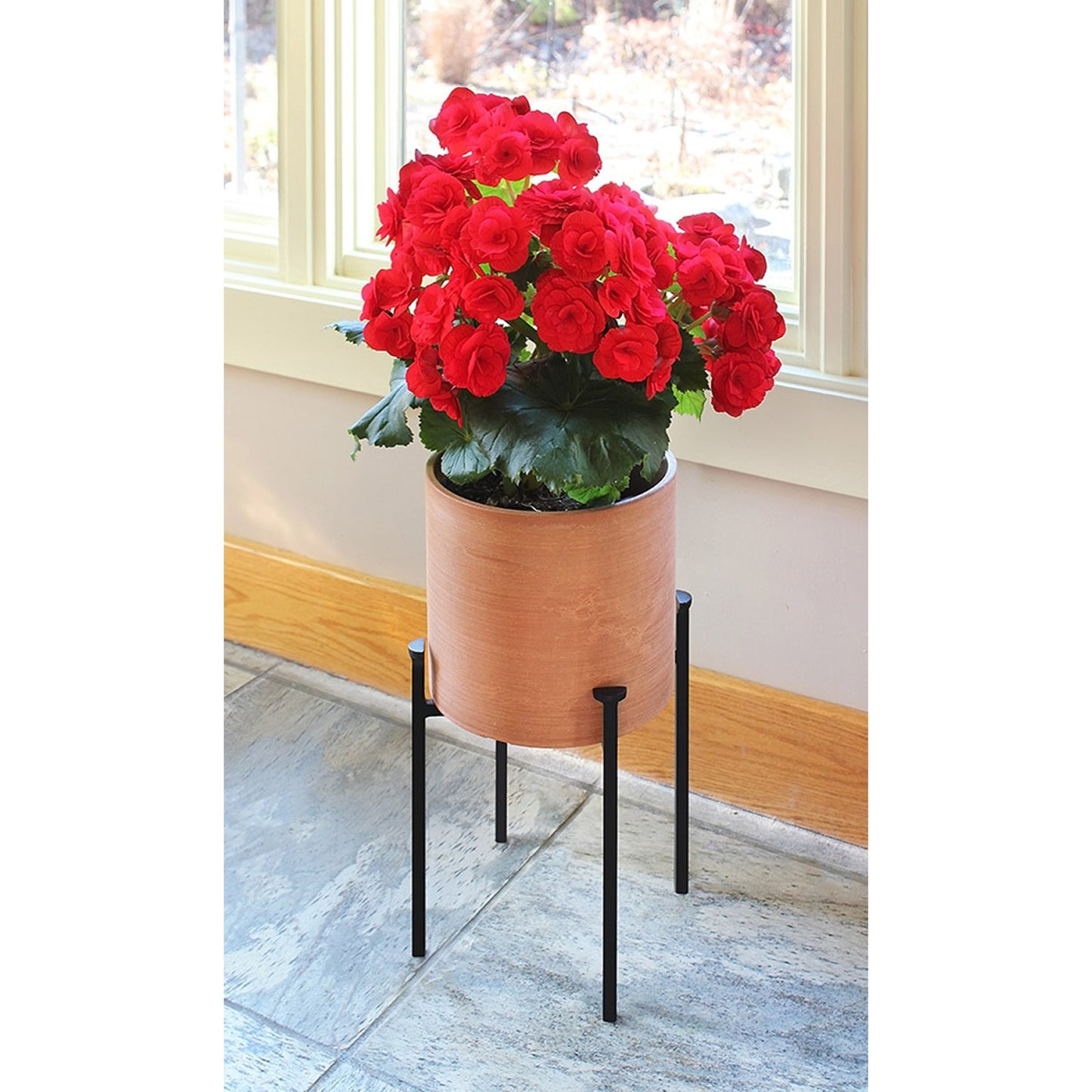 ACHLA Eileen 15in Plant Stand | Black Powdercoat Wrought Iron | Indoor & Outdoor Floor Planter | 10 x 10 x 15 in | Model FB-64