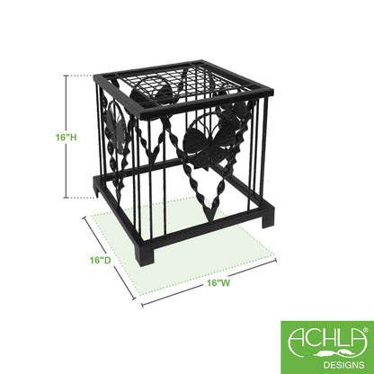 ACHLA Julia Plant Stand | Craftsman Wrought Iron Black Powdercoat | Indoor & Outdoor Plant Display | 16 x 16 x 16 in | Model FB-65