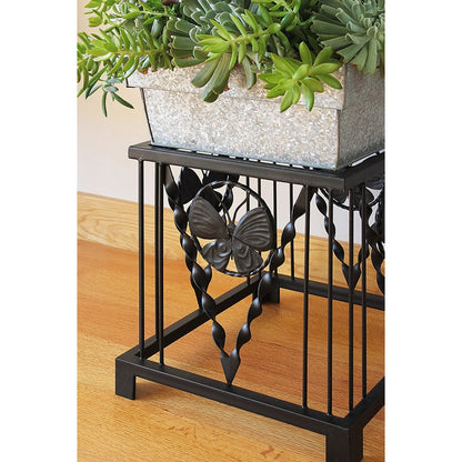 ACHLA Julia Plant Stand | Craftsman Wrought Iron Black Powdercoat | Indoor & Outdoor Plant Display | 16 x 16 x 16 in | Model FB-65
