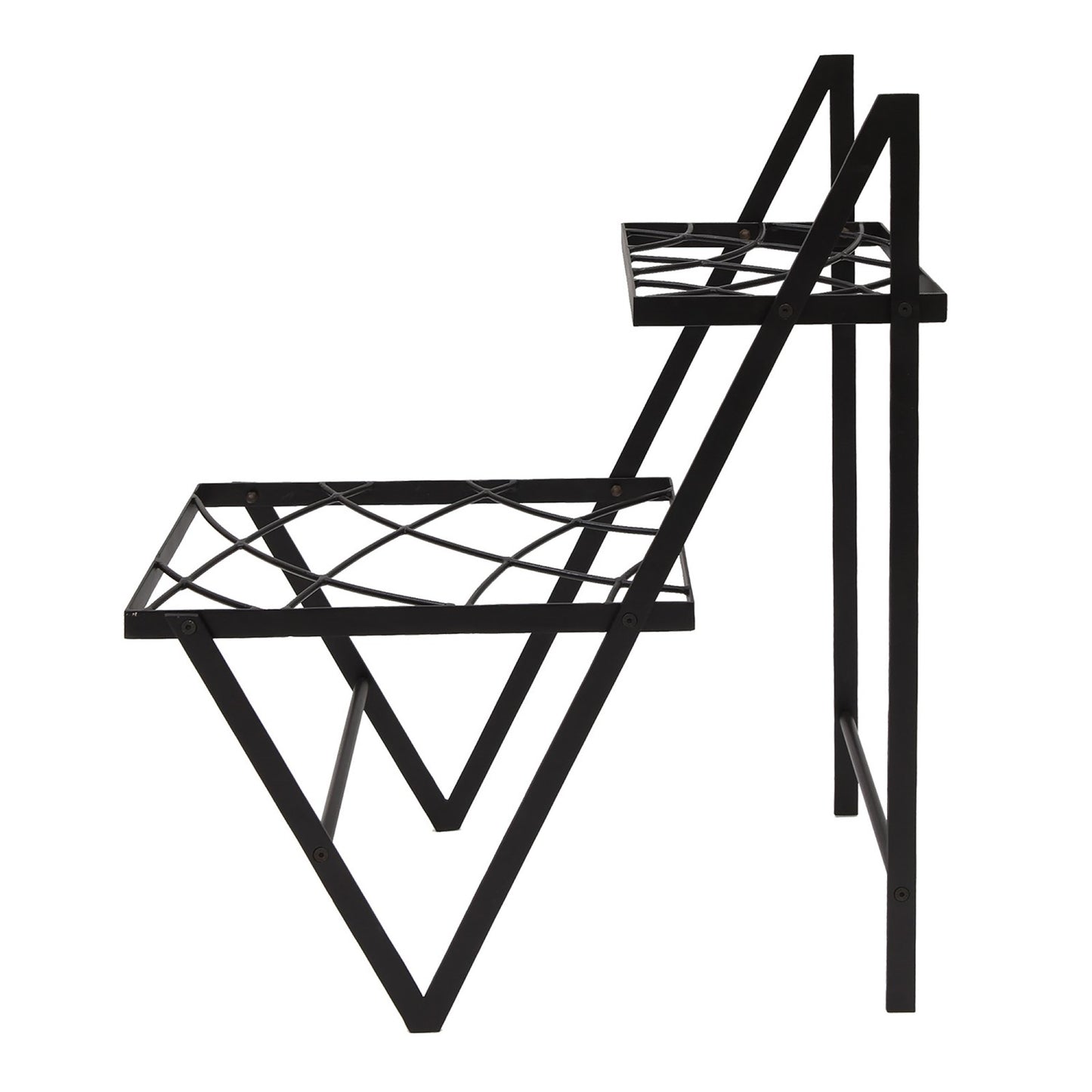 ACHLA Duet Plant Stand | Contemporary Black Wrought Iron | Indoor & Outdoor Side Table | 26 x 12.5 x 30.5 in | Model FB-66