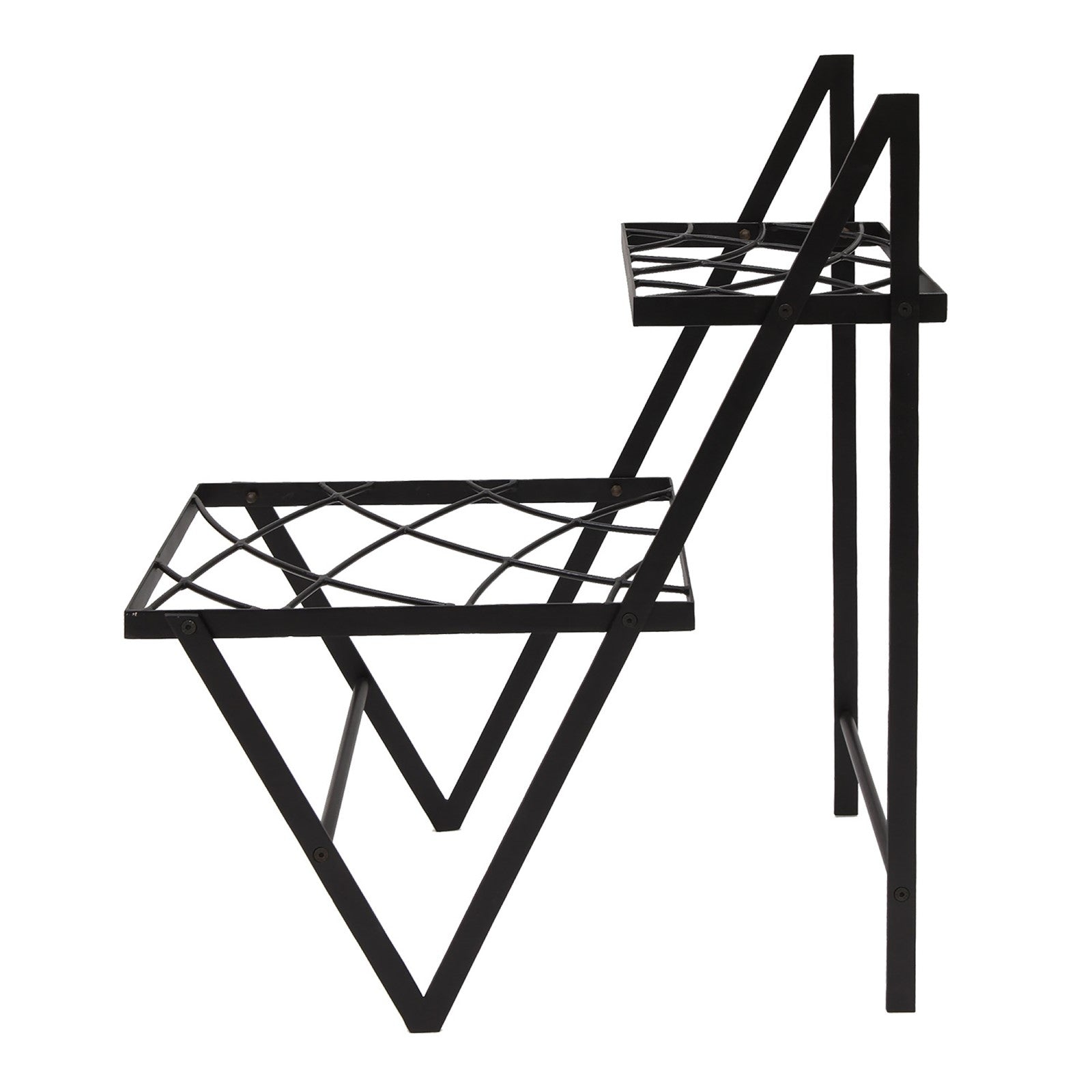 ACHLA Duet Plant Stand | Contemporary Black Wrought Iron | Indoor & Outdoor Side Table | 26 x 12.5 x 30.5 in | Model FB-66