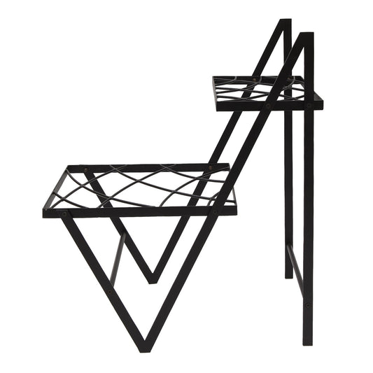 ACHLA Duet Plant Stand | Contemporary Black Wrought Iron | Indoor & Outdoor Side Table | 26 x 12.5 x 30.5 in | Model FB-66