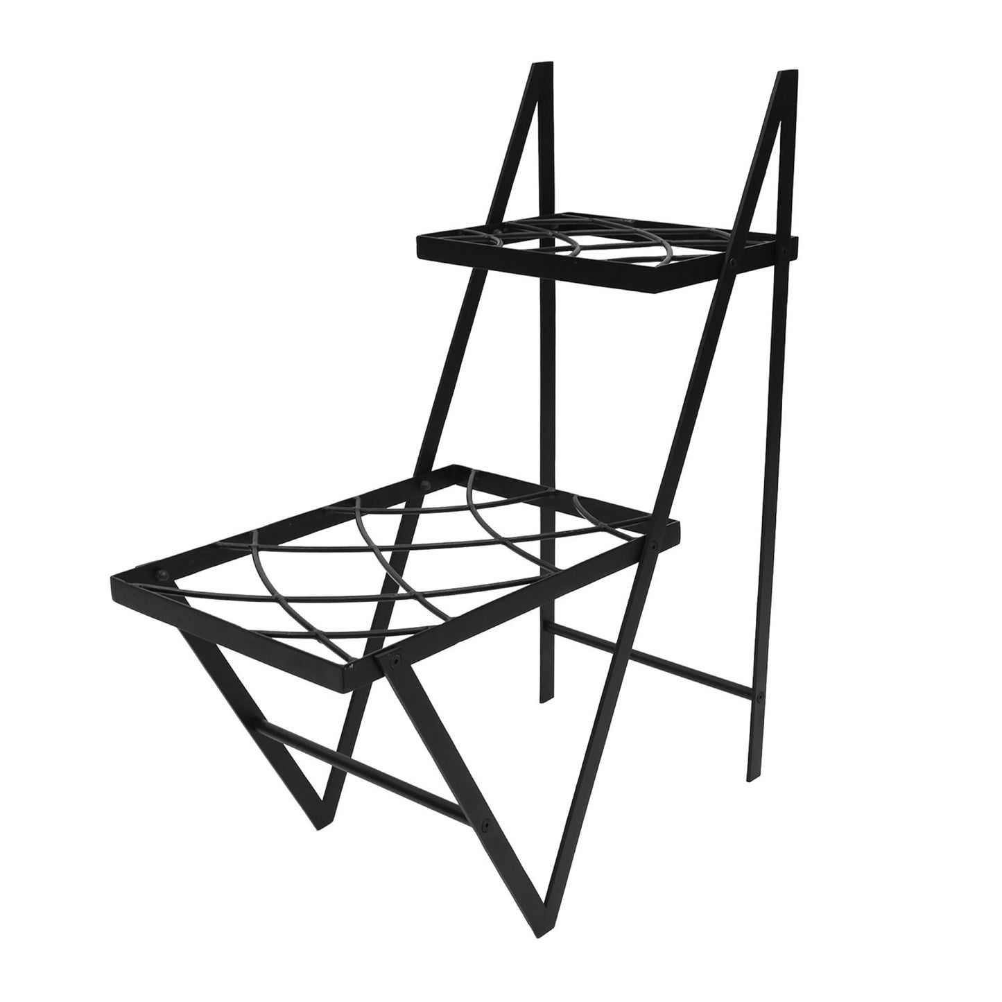 ACHLA Duet Plant Stand | Contemporary Black Wrought Iron | Indoor & Outdoor Side Table | 26 x 12.5 x 30.5 in | Model FB-66