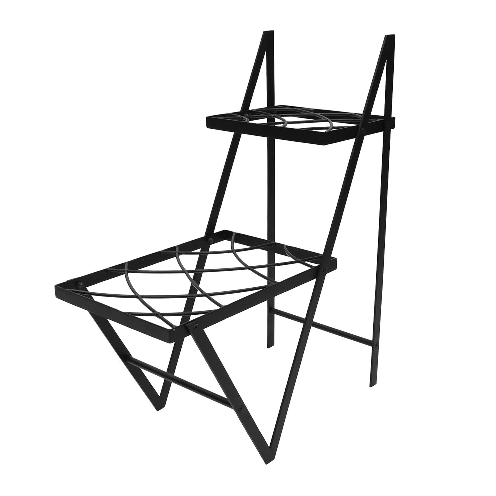 ACHLA Duet Plant Stand | Contemporary Black Wrought Iron | Indoor & Outdoor Side Table | 26 x 12.5 x 30.5 in | Model FB-66