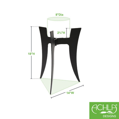 ACHLA Ibex II Plant Stand 14in | Black Powdercoat Wrought Iron | Indoor & Outdoor Pedestal for Tall Planters | 14 x 14 x 18 in | Model FB-72