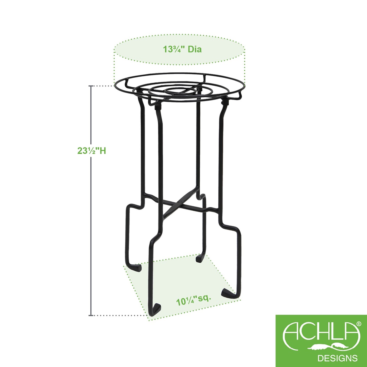 ACHLA Catalina Plant Stand | Black Wrought Iron | Indoor & Outdoor Planter Stand | 14 x 14 x 24 in | Model FB-76
