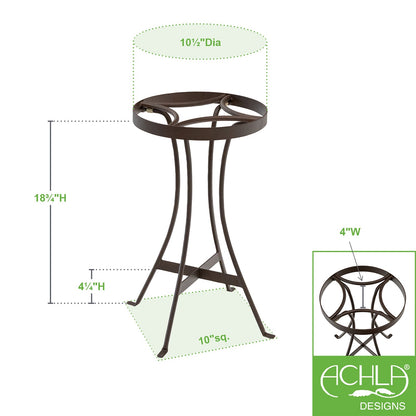 ACHLA Tara 18in Plant Stand | Roman Bronze Wrought Iron | Indoor & Outdoor Patio Decor | 10 x 10 x 19 in | Model FB-82