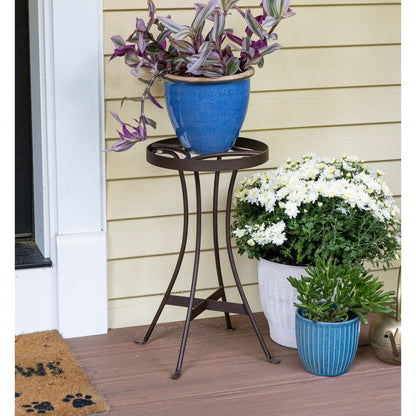 ACHLA Tara 18in Plant Stand | Roman Bronze Wrought Iron | Indoor & Outdoor Patio Decor | 10 x 10 x 19 in | Model FB-82