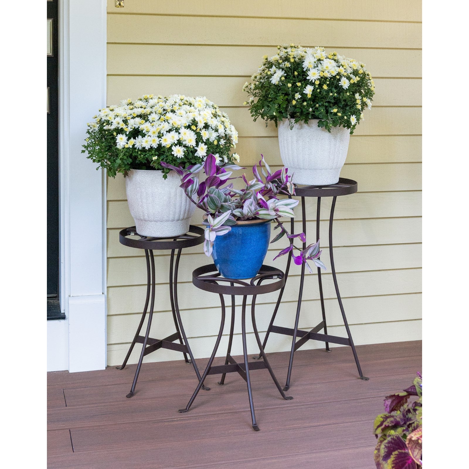 ACHLA Tara 18in Plant Stand | Roman Bronze Wrought Iron | Indoor & Outdoor Patio Decor | 10 x 10 x 19 in | Model FB-82