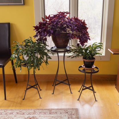 ACHLA Tara 18in Plant Stand | Roman Bronze Wrought Iron | Indoor & Outdoor Patio Decor | 10 x 10 x 19 in | Model FB-82