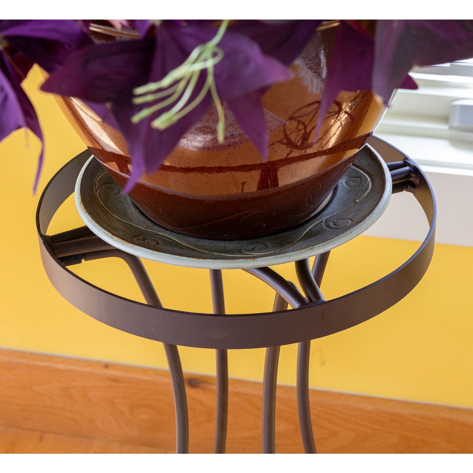 ACHLA Tara 18in Plant Stand | Roman Bronze Wrought Iron | Indoor & Outdoor Patio Decor | 10 x 10 x 19 in | Model FB-82