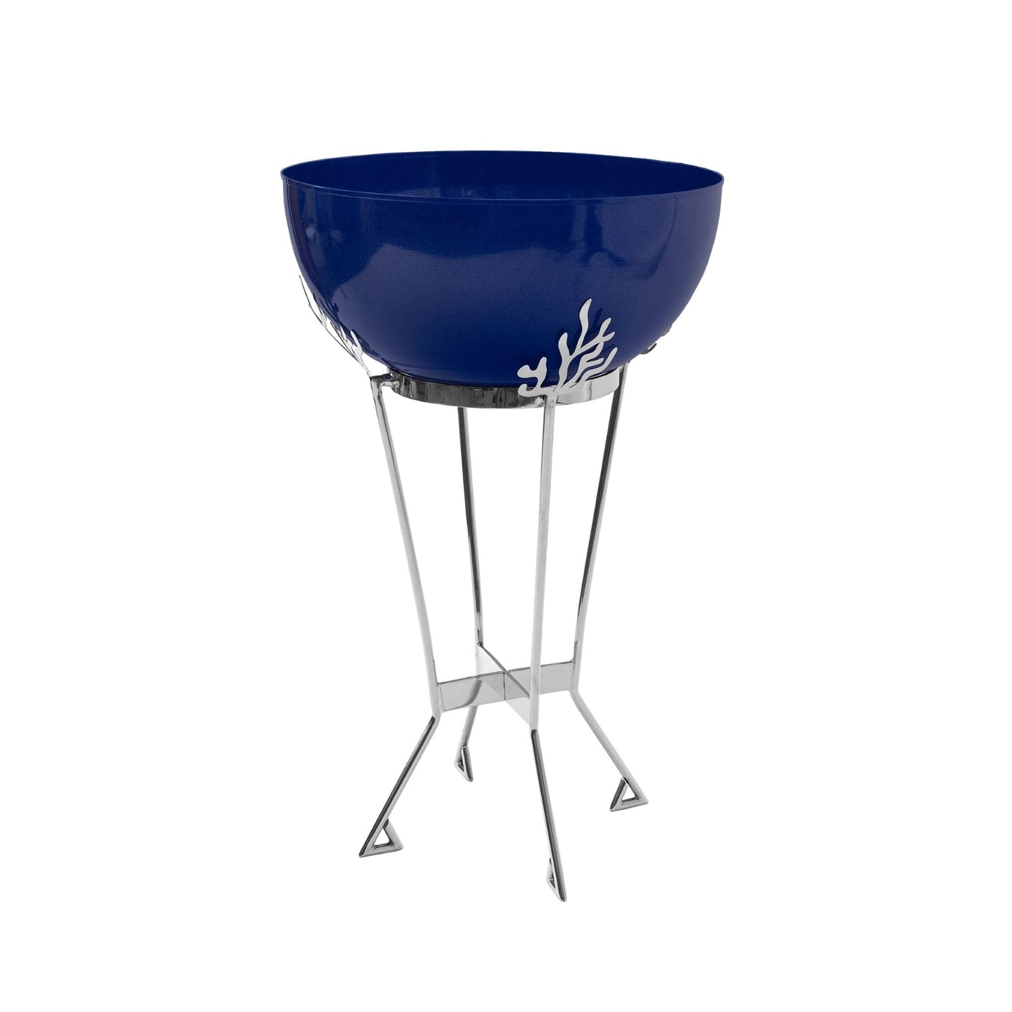 ACHLA Kazuyo Planter | French Blue Galvanized Steel and Polished Stainless Steel | Indoor & Outdoor Plant Display | Model FBC-17-61FB