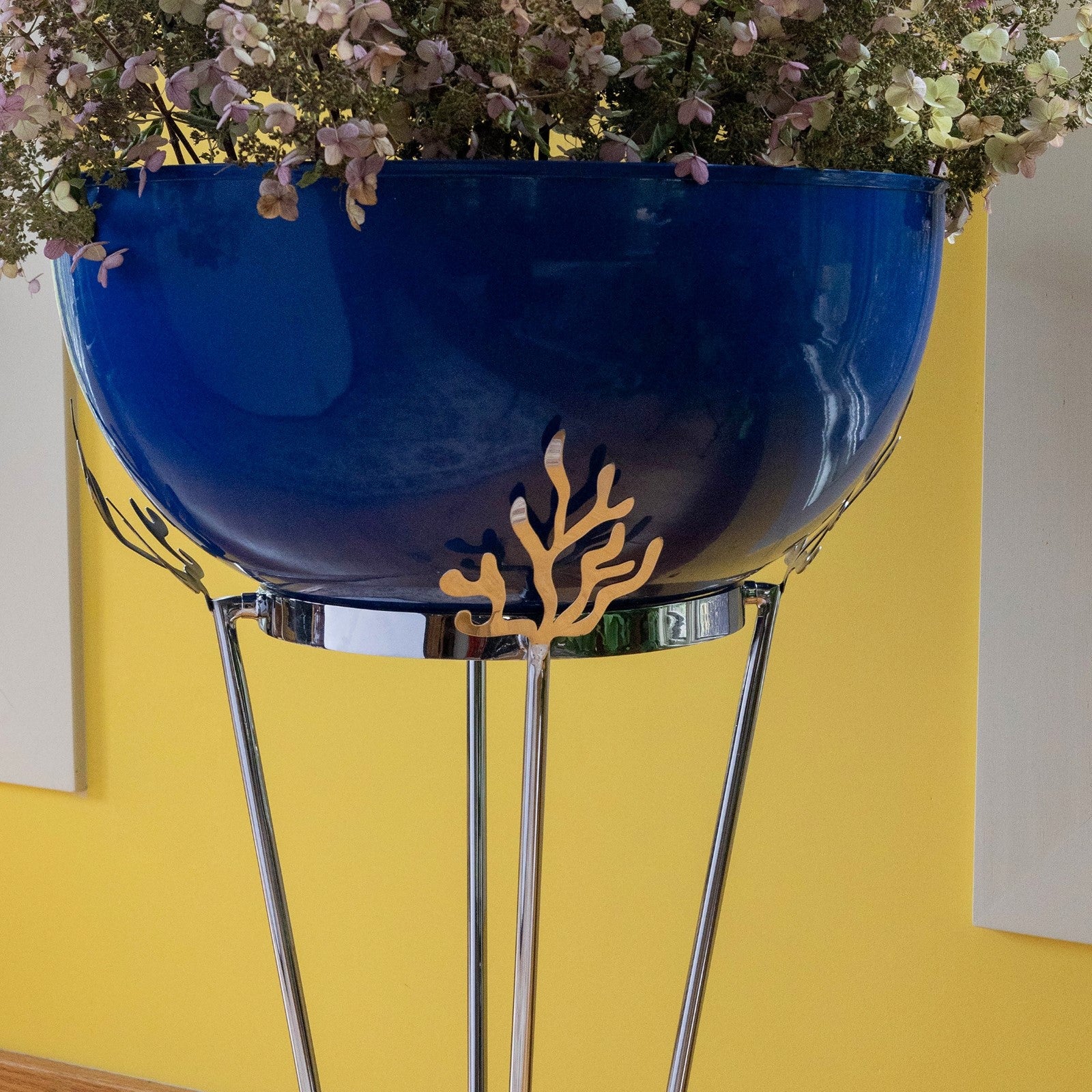 ACHLA Kazuyo Planter | French Blue Galvanized Steel and Polished Stainless Steel | Indoor & Outdoor Plant Display | Model FBC-17-61FB