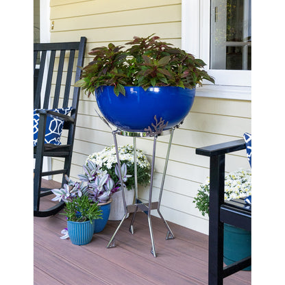 ACHLA Kazuyo Planter | French Blue Galvanized Steel and Polished Stainless Steel | Indoor & Outdoor Plant Display | Model FBC-17-61FB
