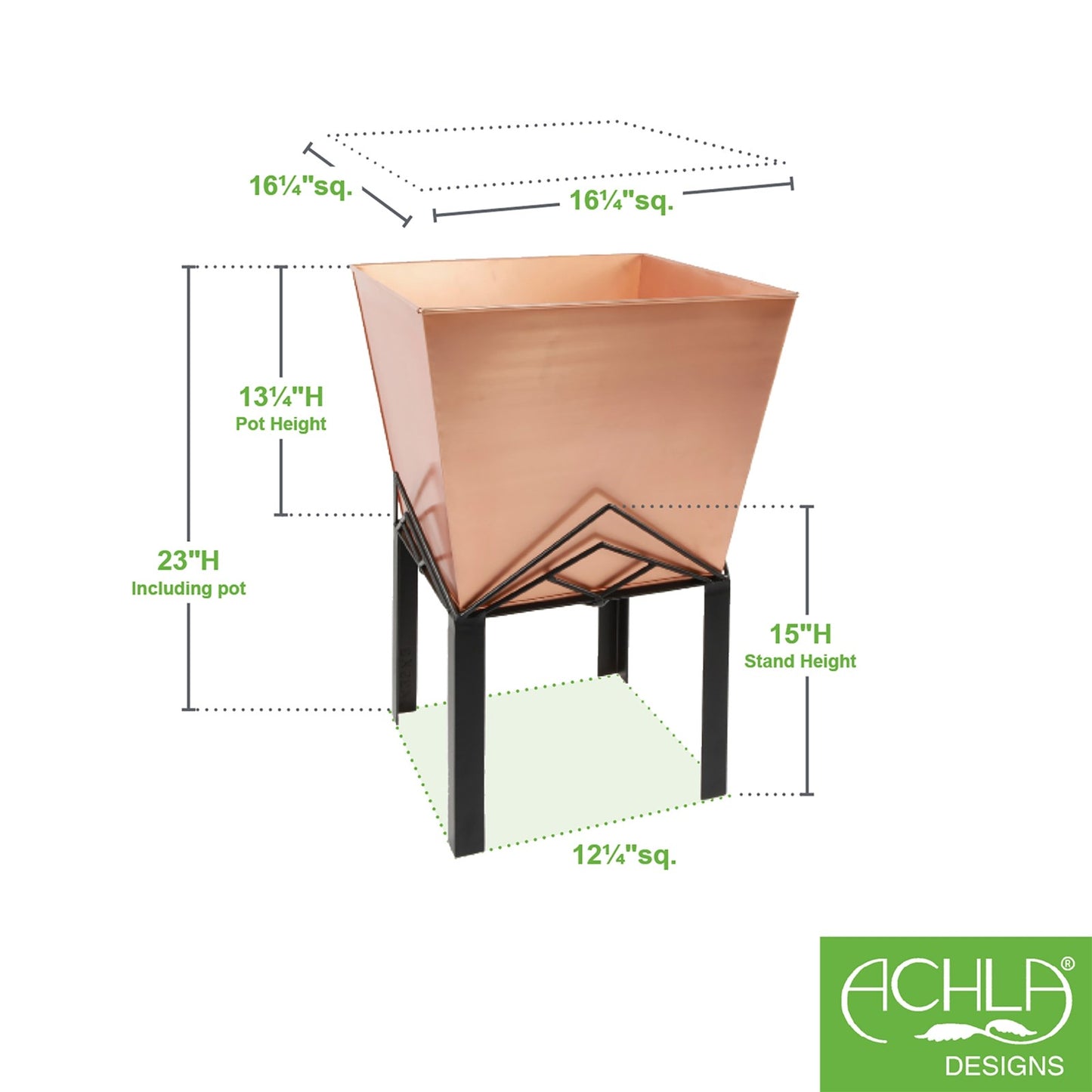 ACHLA Marion II 23in Planter with Flower Box | Prairie-Style Copper Plated Wrought Iron | Indoor & Outdoor Porch & Patio | Model FBC-51-12C