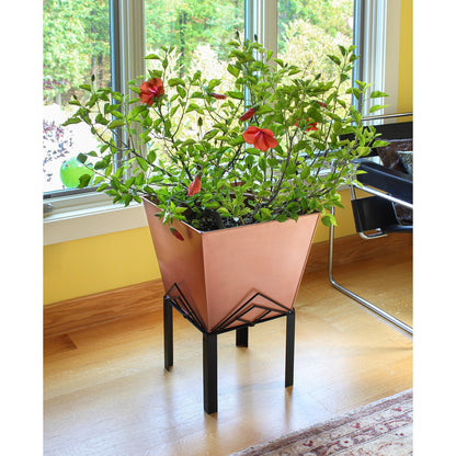 ACHLA Marion II 23in Planter with Flower Box | Prairie-Style Copper Plated Wrought Iron | Indoor & Outdoor Porch & Patio | Model FBC-51-12C