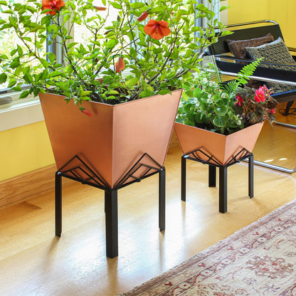 ACHLA Marion II 23in Planter with Flower Box | Prairie-Style Copper Plated Wrought Iron | Indoor & Outdoor Porch & Patio | Model FBC-51-12C