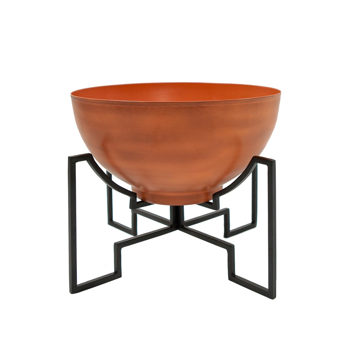ACHLA Jane I Planter with Bowl | Black Wrought Iron Stand and Burnt Sienna Steel Bowl | Patio & Sunroom Container Garden | Model FBC-52-60BS