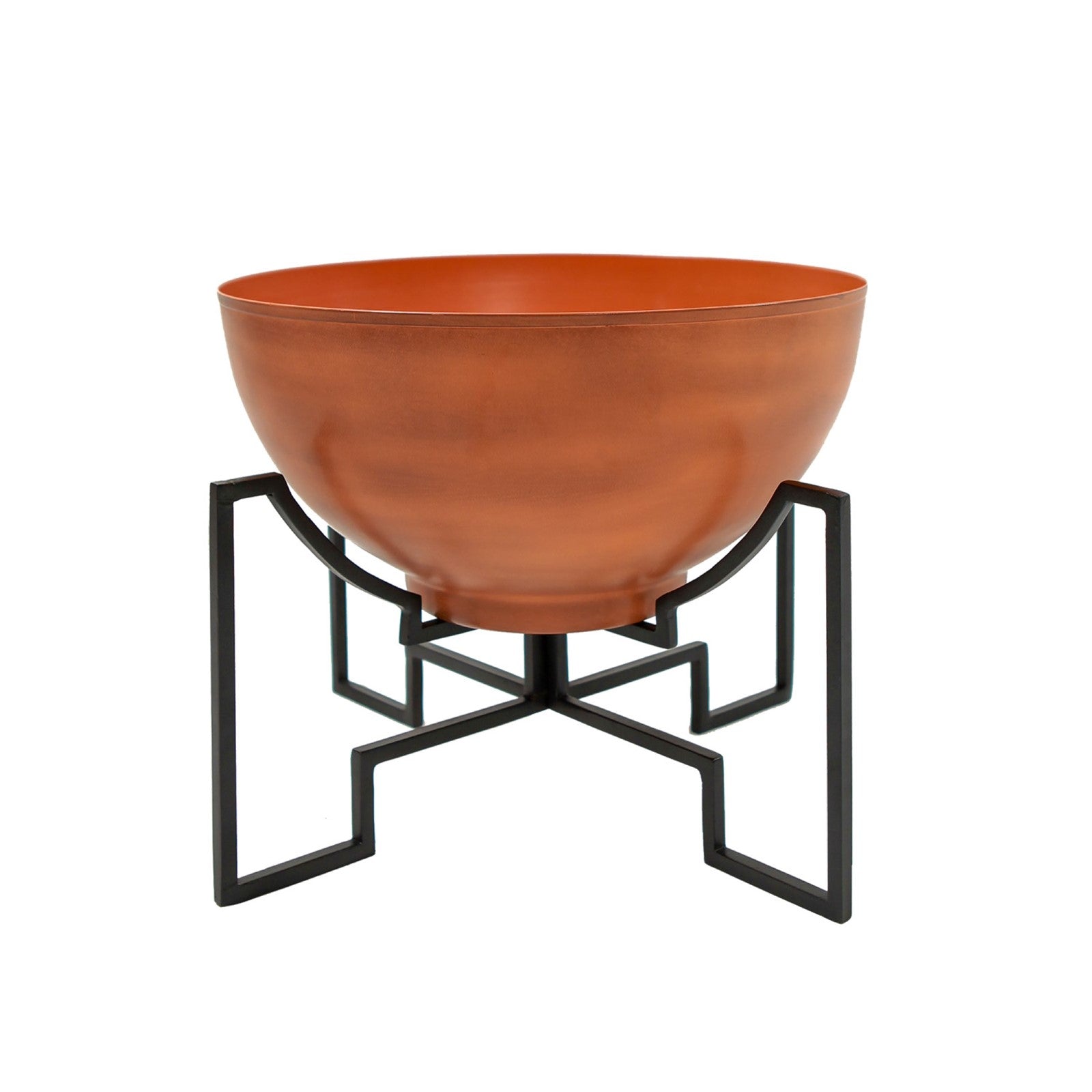 ACHLA Jane I Planter with Bowl | Black Wrought Iron Stand and Burnt Sienna Steel Bowl | Patio & Sunroom Container Garden | Model FBC-52-60BS