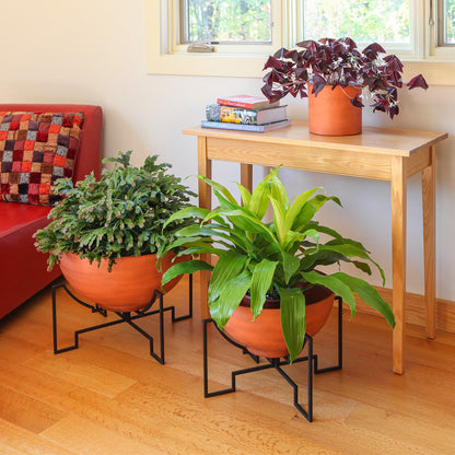 ACHLA Jane I Planter with Bowl | Black Wrought Iron Stand and Burnt Sienna Steel Bowl | Patio & Sunroom Container Garden | Model FBC-52-60BS