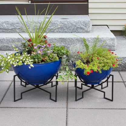 ACHLA Jane I Planter | French Blue Wrought Iron and Galvanized Steel | Succulent & Cactus Garden, Patio & Sunroom | Model FBC-52-60FB