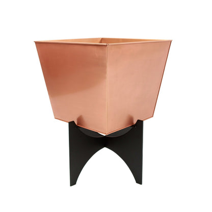 ACHLA Zaha II 16in Planter with Copper Flower Box | Modern Wrought Iron Stand and Copper Plated Pot | Patio, Deck & Sunroom | Model FBC-55-12C