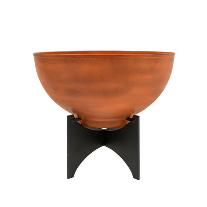 ACHLA Norma I Planter with Bowl | Burnt Sienna Wrought Iron | Indoor & Outdoor Patio Garden | 16 x 16 x 14 in | Model FBC-56-60BS