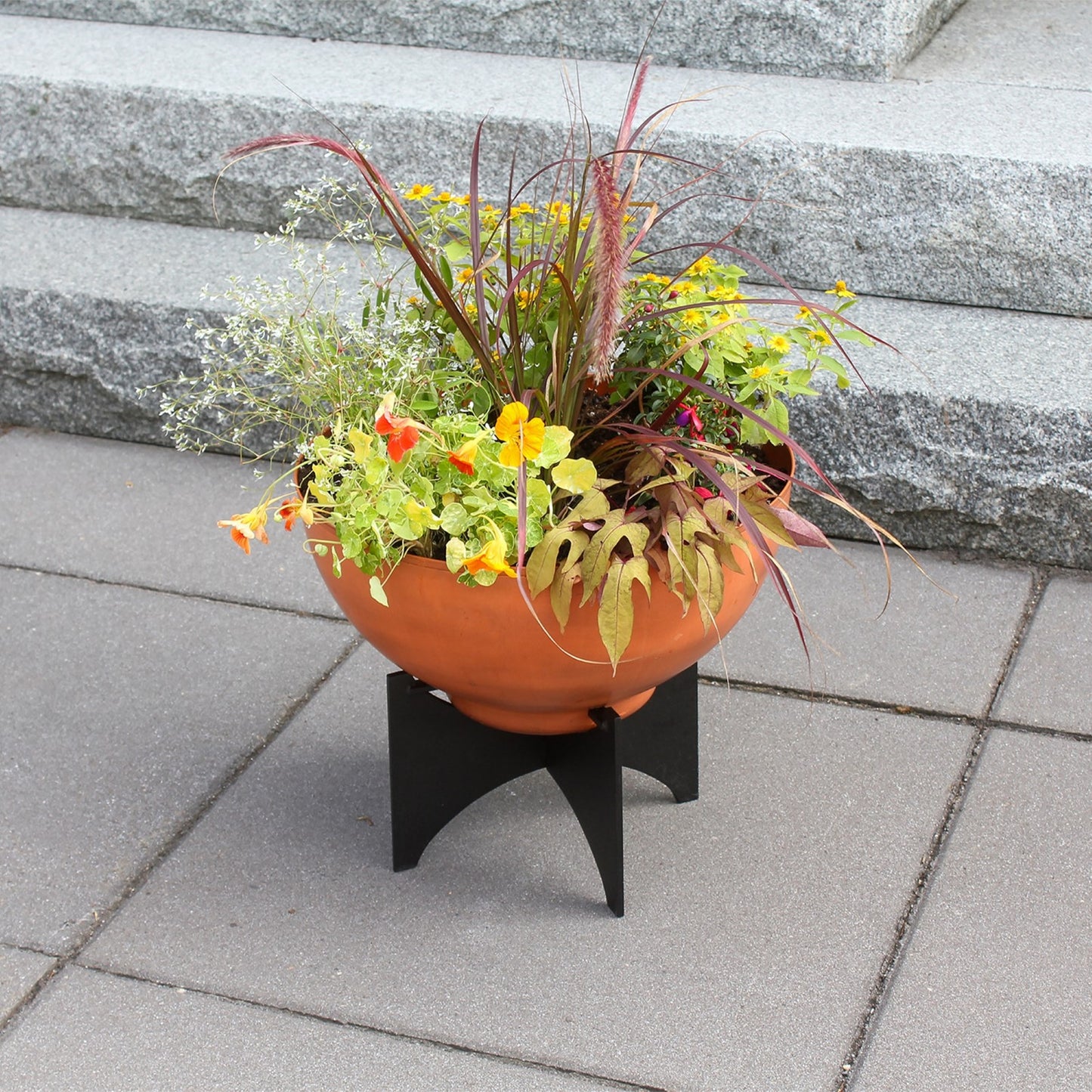 ACHLA Norma I Planter with Bowl | Burnt Sienna Wrought Iron | Indoor & Outdoor Patio Garden | 16 x 16 x 14 in | Model FBC-56-60BS