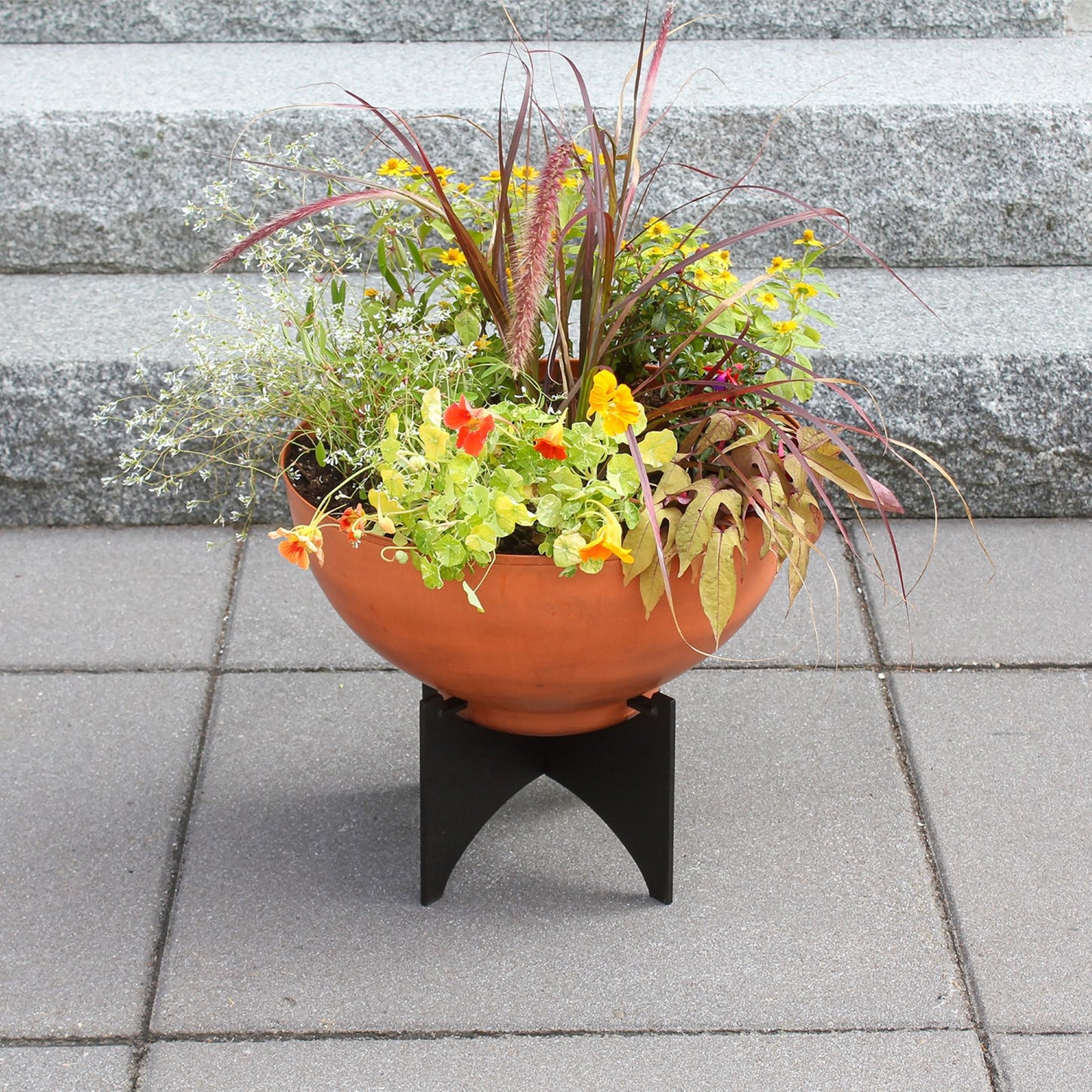 ACHLA Norma I Planter with Bowl | Burnt Sienna Wrought Iron | Indoor & Outdoor Patio Garden | 16 x 16 x 14 in | Model FBC-56-60BS