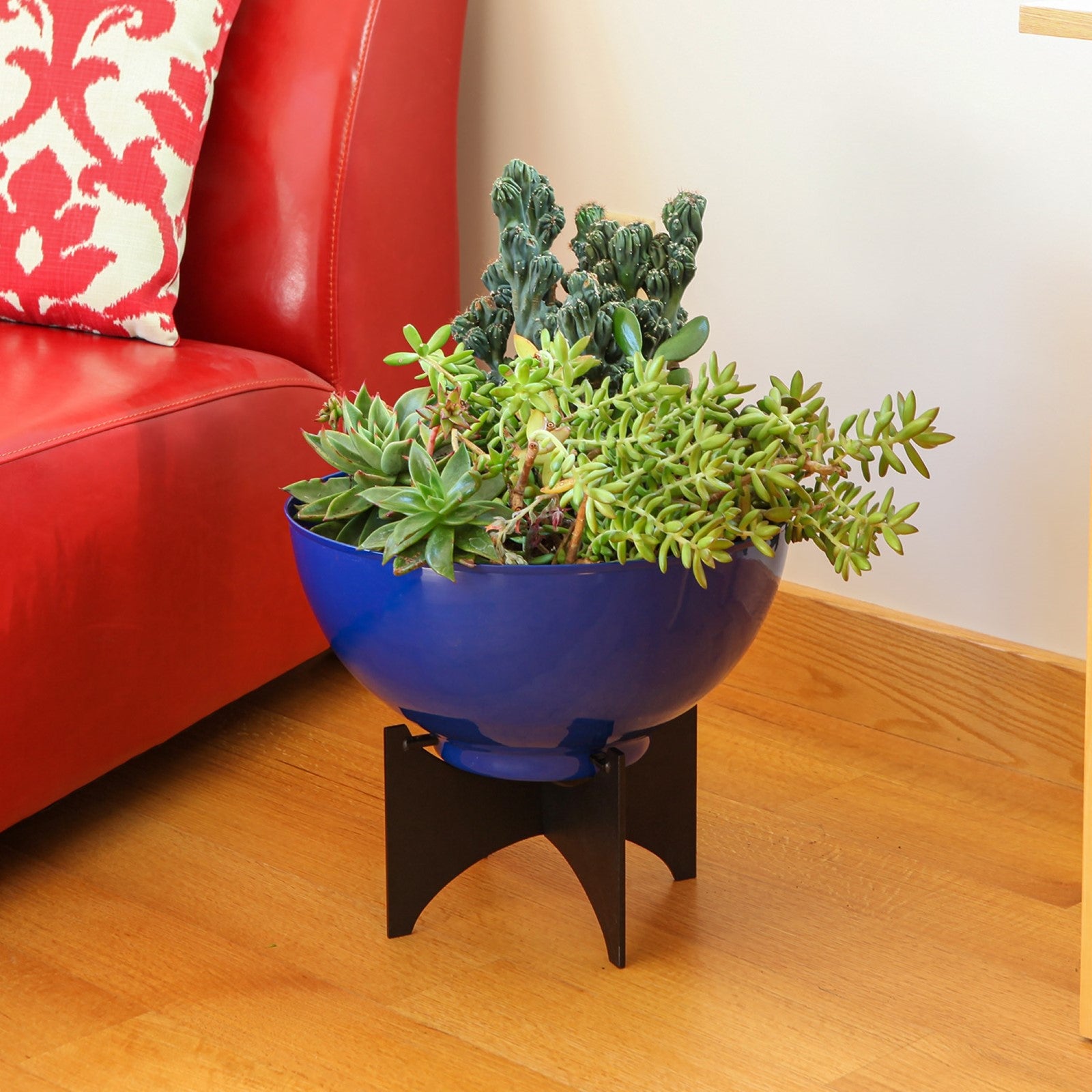 ACHLA Norma I Planter with Bowl | French Blue Wrought Iron & Steel | Indoor & Outdoor Container Garden | 16 x 16 x 14 in | Model FBC-56-60FB