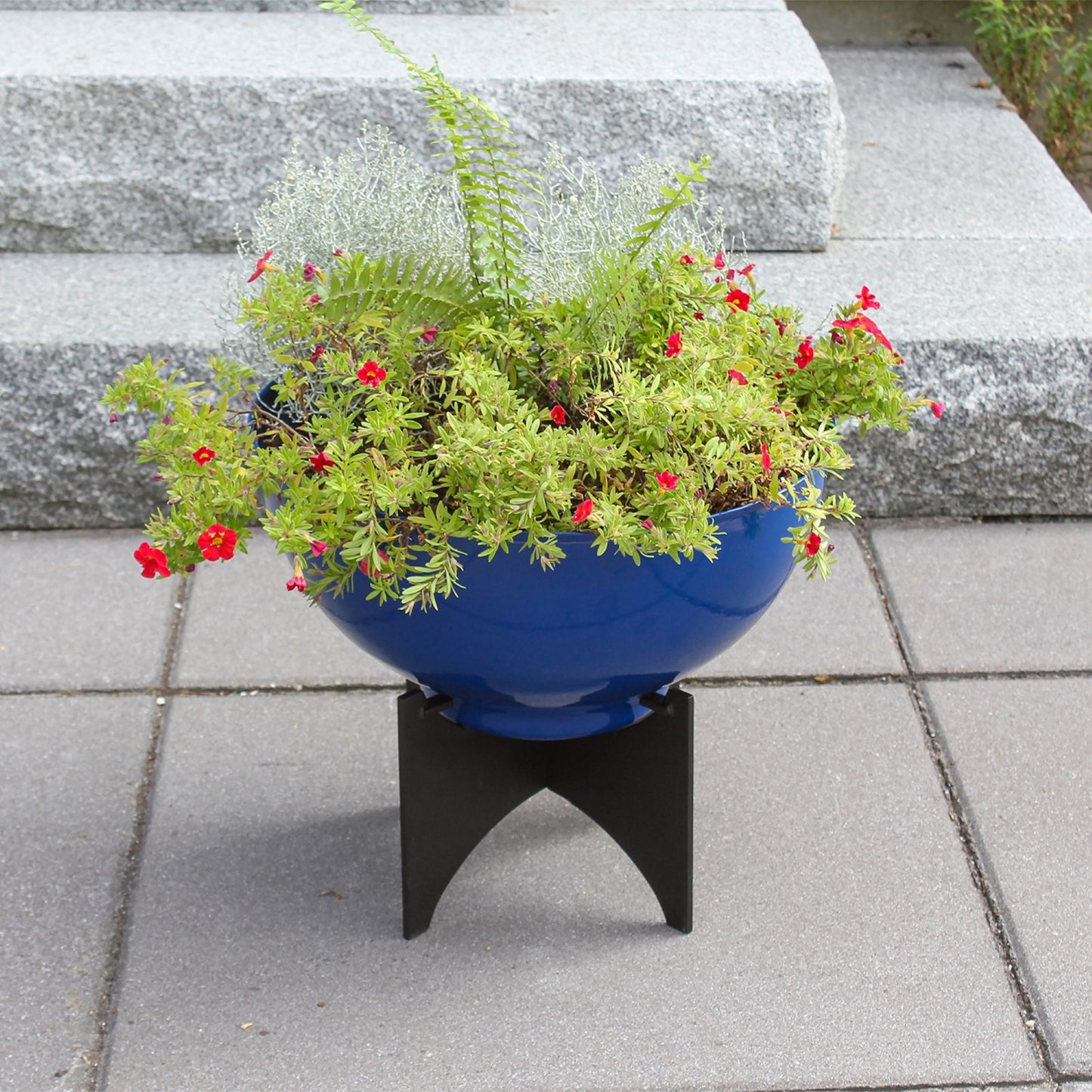 ACHLA Norma I Planter with Bowl | French Blue Wrought Iron & Steel | Indoor & Outdoor Container Garden | 16 x 16 x 14 in | Model FBC-56-60FB