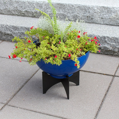 ACHLA Norma I Planter with Bowl | French Blue Wrought Iron & Steel | Indoor & Outdoor Container Garden | 16 x 16 x 14 in | Model FBC-56-60FB