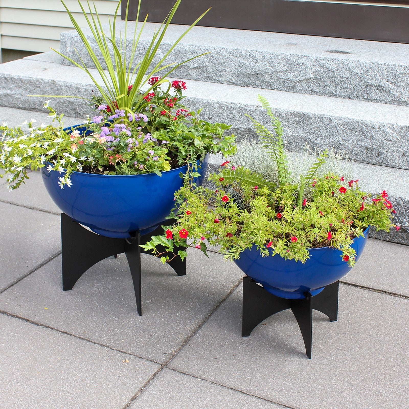ACHLA Norma I Planter with Bowl | French Blue Wrought Iron & Steel | Indoor & Outdoor Container Garden | 16 x 16 x 14 in | Model FBC-56-60FB