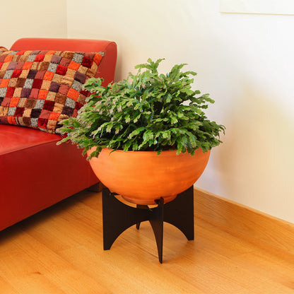 ACHLA Norma II Planter with Bowl | Burnt Sienna Wrought Iron and Black Steel | Indoor & Outdoor Patio Garden | 20 x 20 x 18 in | Model FBC-57-61BS