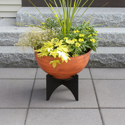 ACHLA Norma II Planter with Bowl | Burnt Sienna Wrought Iron and Black Steel | Indoor & Outdoor Patio Garden | 20 x 20 x 18 in | Model FBC-57-61BS