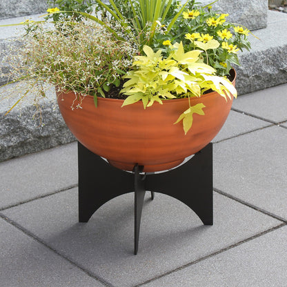 ACHLA Norma II Planter with Bowl | Burnt Sienna Wrought Iron and Black Steel | Indoor & Outdoor Patio Garden | 20 x 20 x 18 in | Model FBC-57-61BS